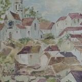 Oil on canvas signed  STourret village de beaulieu