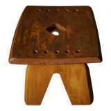 Modern Danish Wabi Sabi Stool in Solid Elm, Scandinavia, 1960s