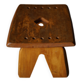 Tabouret Wabi Sabi Moderne Danois en Orme Massif, Scandinavie, années 1960