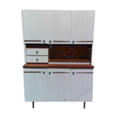 Grooved and two-tone formica sideboard with 70s thermometer