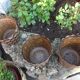 Suite of three cache pots imitation wicker braided by Emsa / vintage 60s-70s