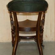 Chaise de capitaine victorienne en acajou et cuir