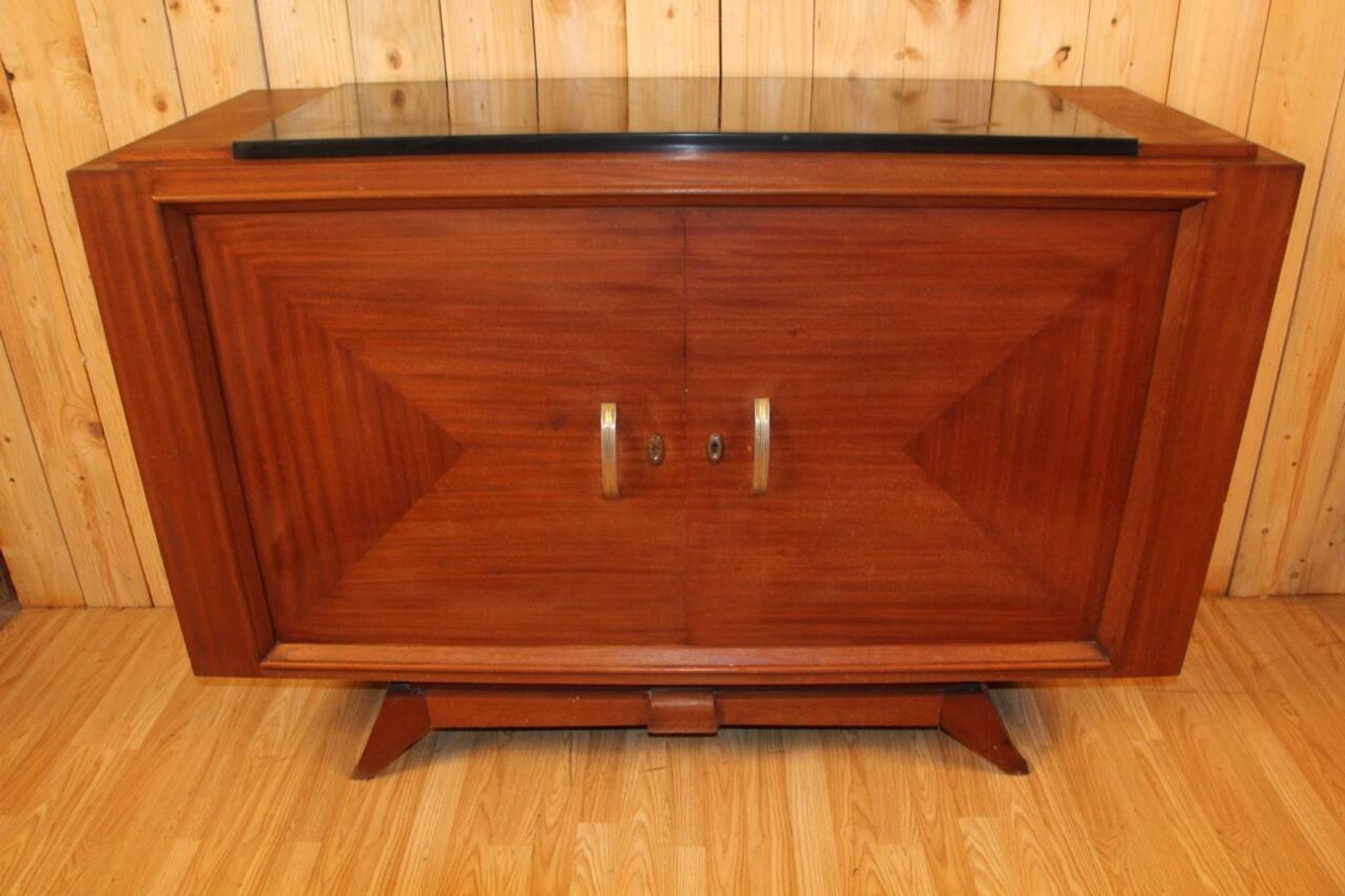 Art deco sideboard in mahogany black marble top