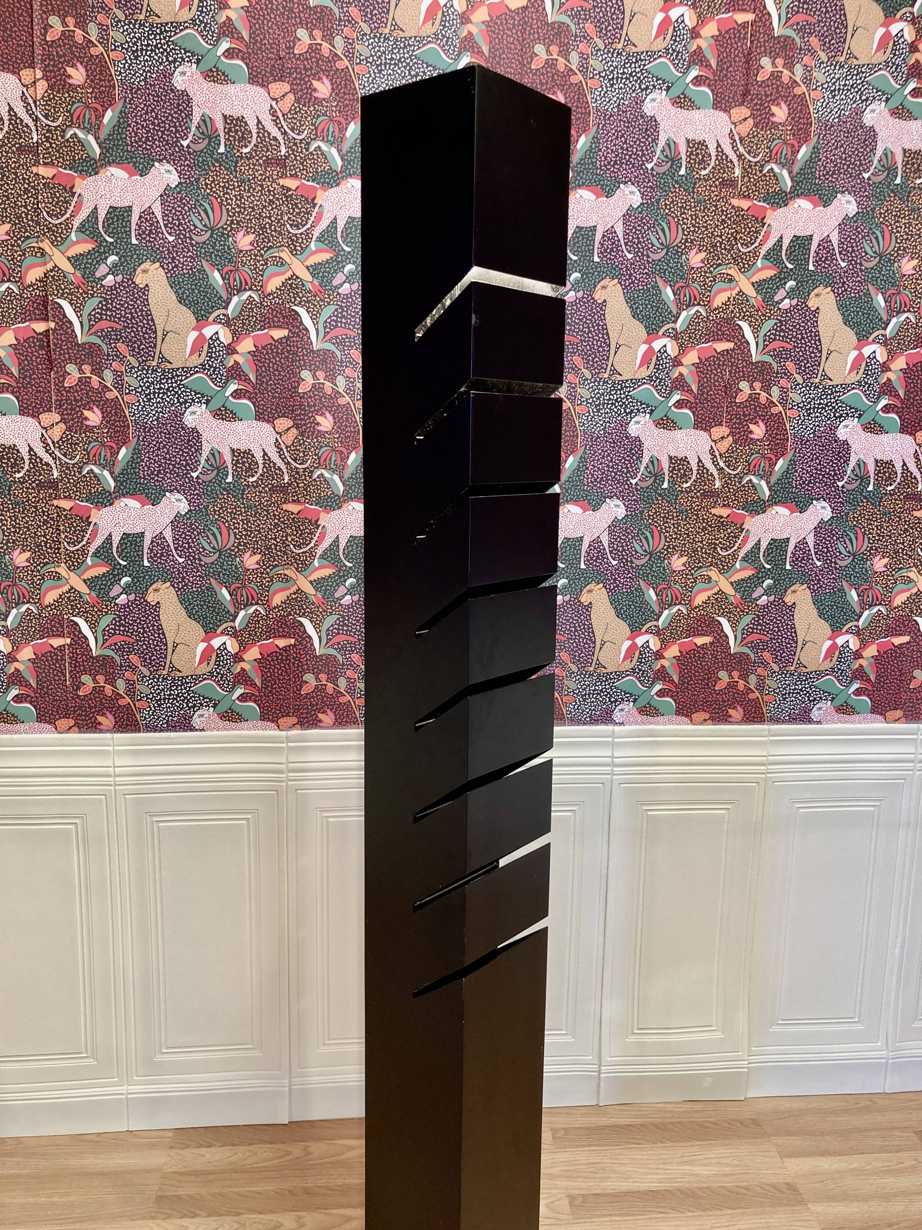 Black steel floor lamp