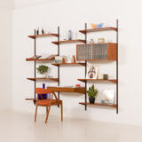 Kai Kristiansen 3 bay teak wall unit with desk, Denmark, 1960s