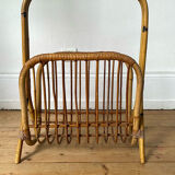 Vintage rattan magazine holder