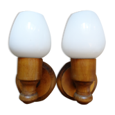 Worst wood and opaline sconces
