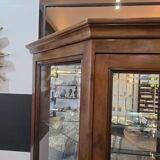 Vitrine hexagonale vintage en bois et verre – éclairé-Style classique