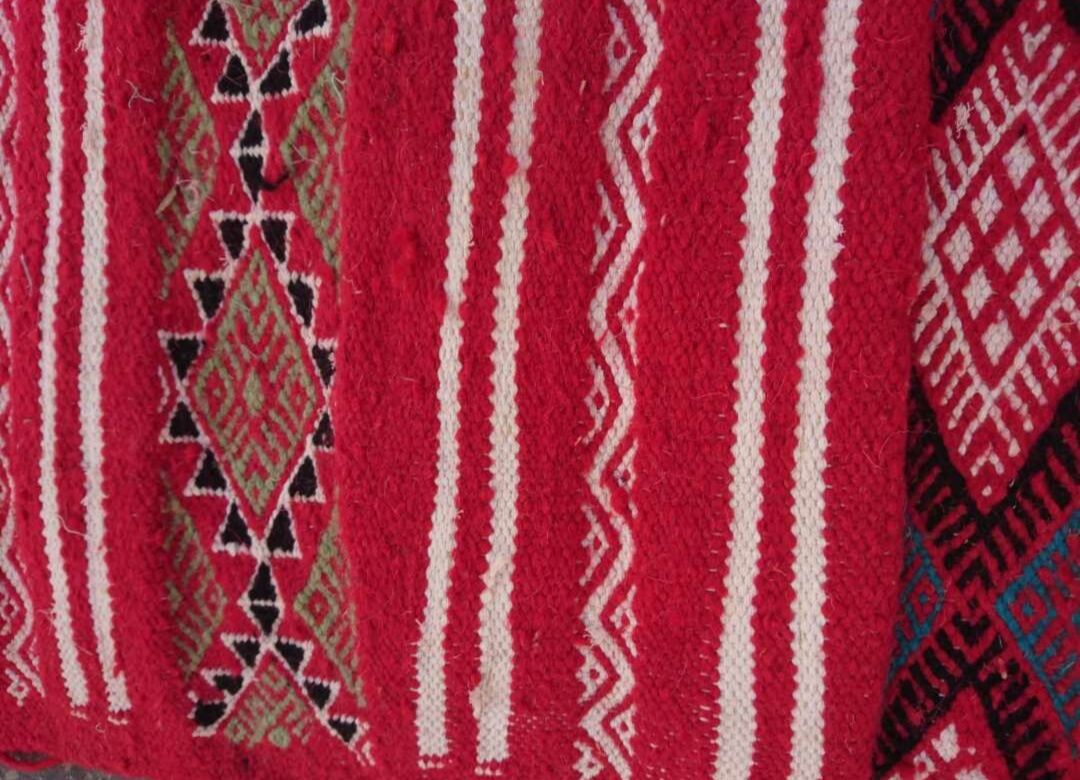 Handmade red Berber kilim rug 210x100cm
