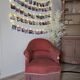 Old rose velvet armchair