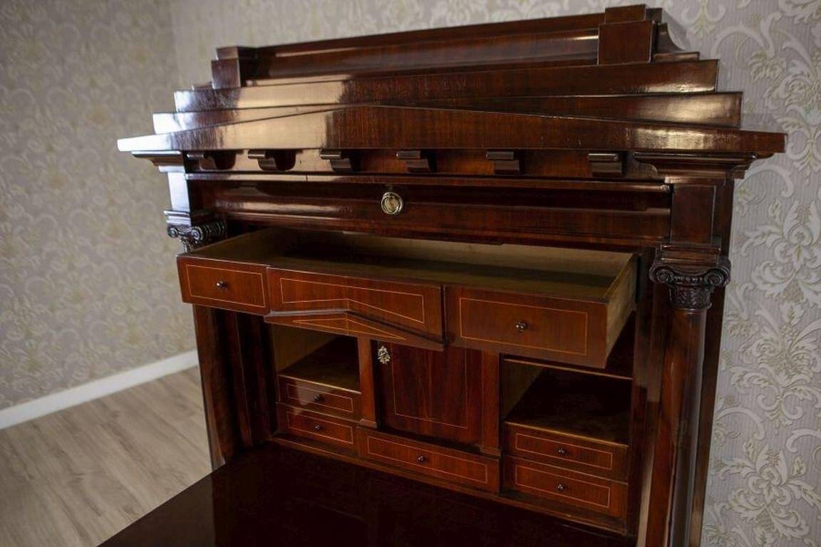 Antique Biedermeier Secretary with Mahogany, 1840