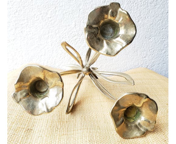 Three branched brass chandelier