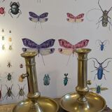 Bougeoirs à poussoirs en laiton doré