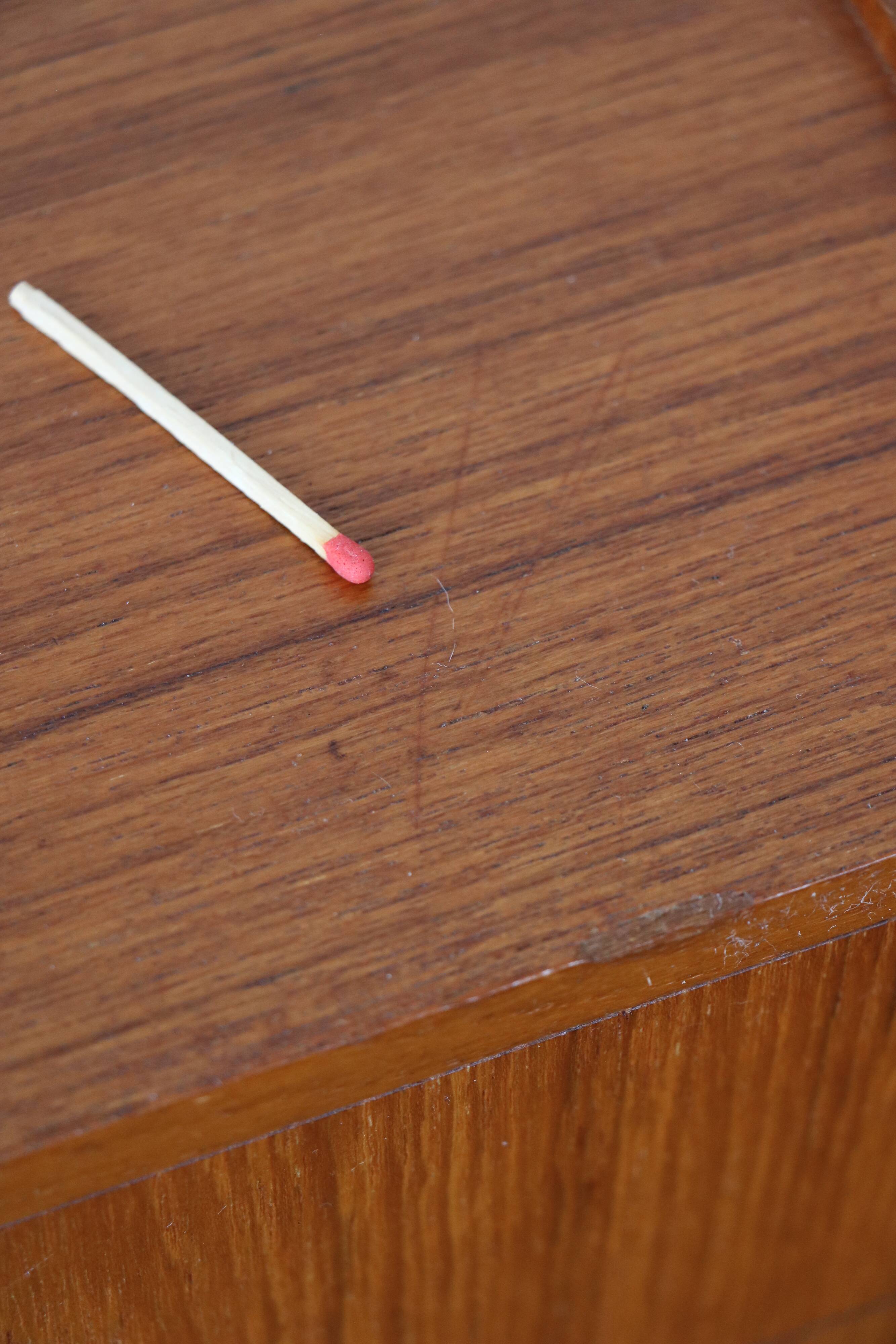 Bedside table, small Scandinavian chest of drawers, 1960, teak.