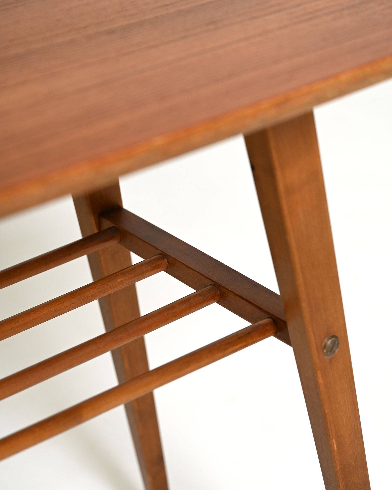 Scandinavian teak side table with magazine rack shelf, 1960s