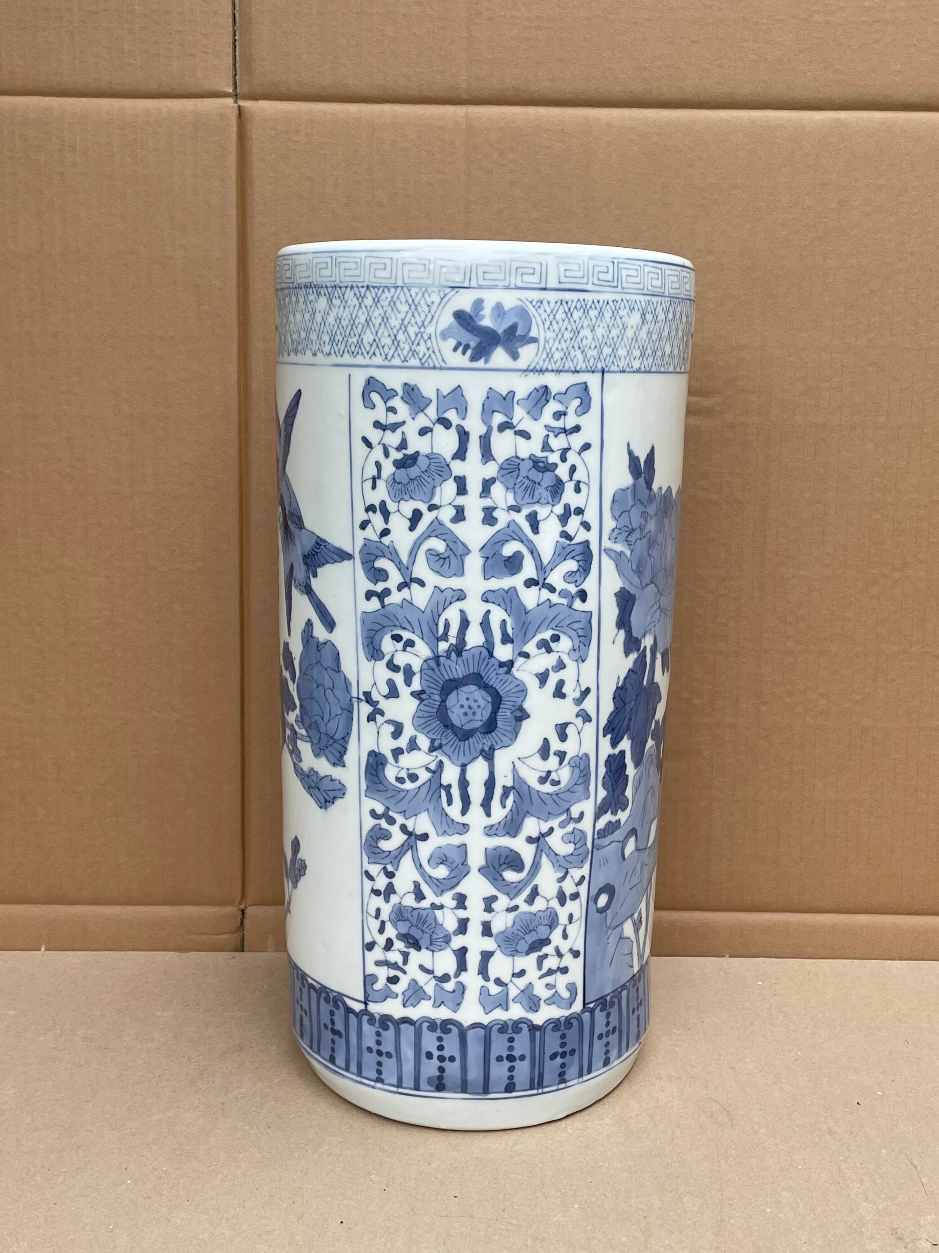 Umbrella door - cane holder - ceramic - bird patterns flowers