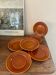 Vintage set of 6 Luneville honey brown plates