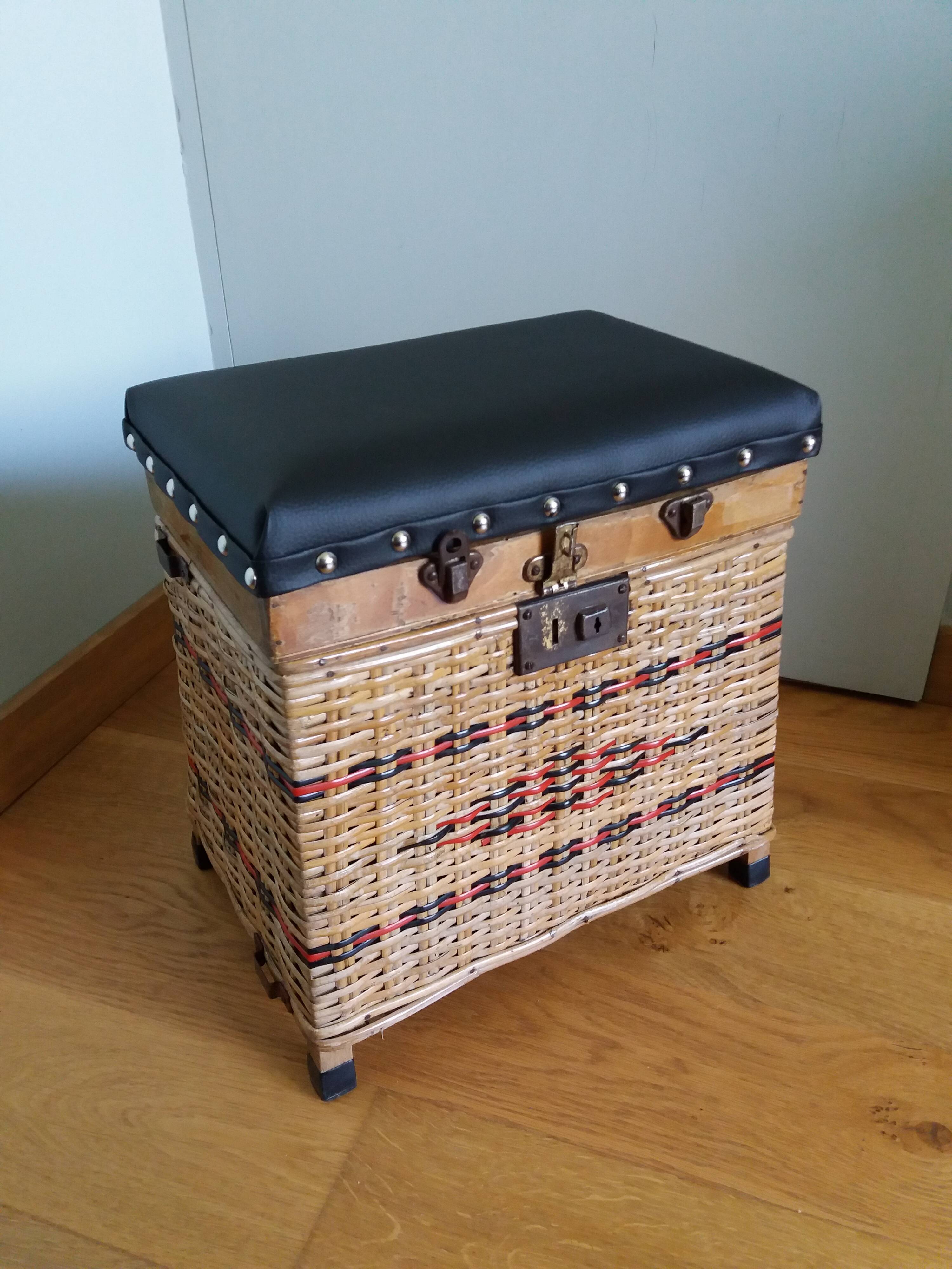 Fishing storage chest wicker fisherman's stool
