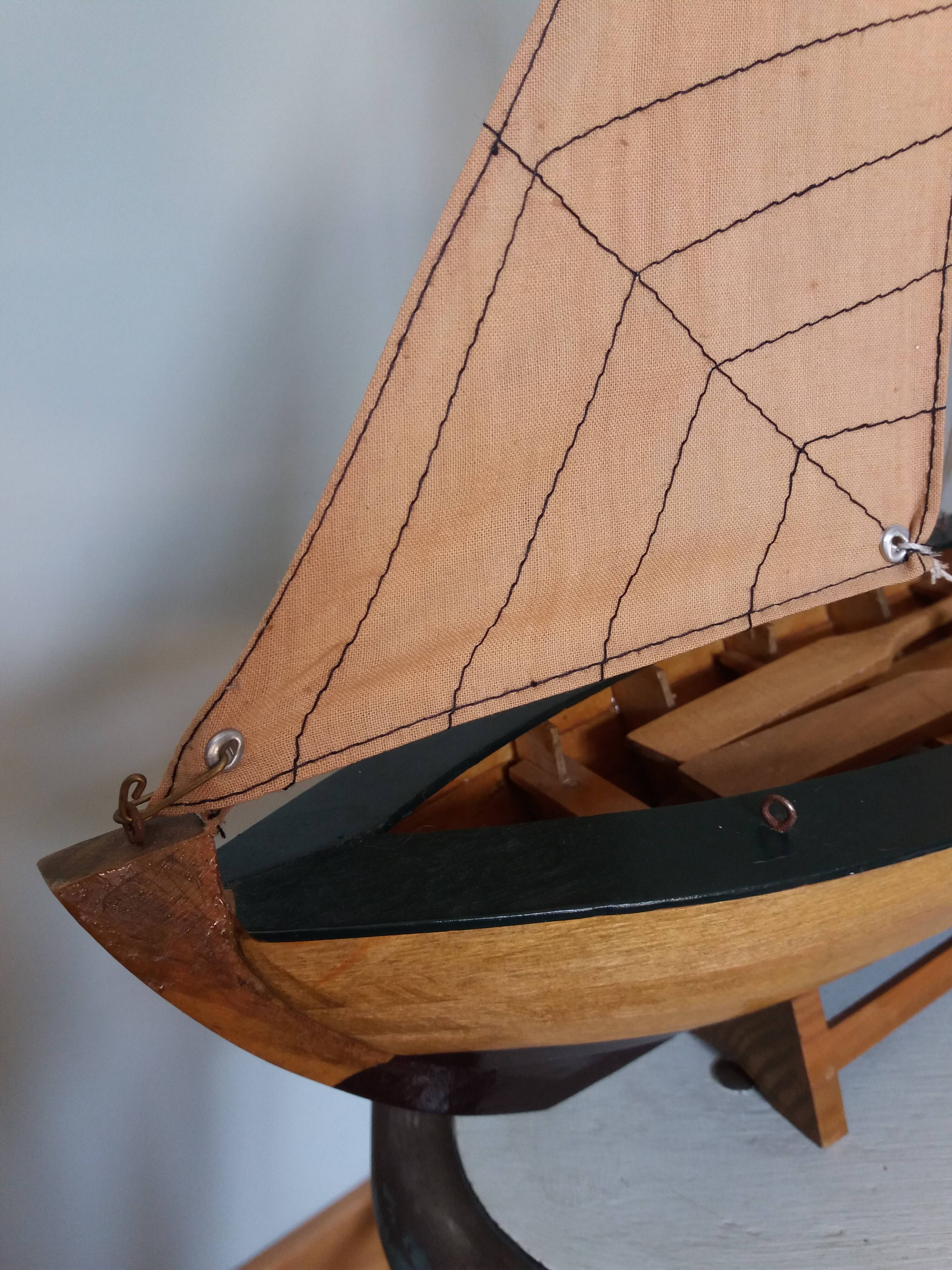 Wooden boat model sailboat