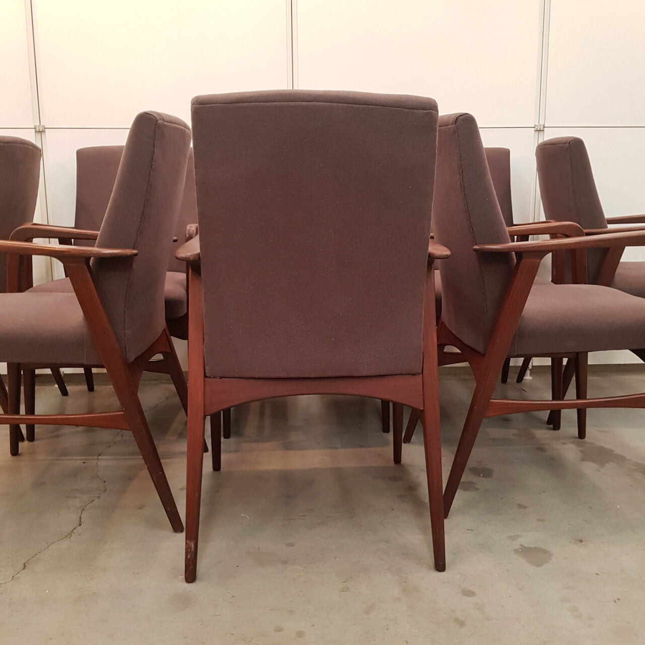 Set of 8 Danish teak armchairs