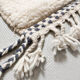 Moroccan Berber carpet beni ouarain ecru with blue graphic patterns 264x161cm
