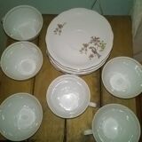 6 cups and saucers, porcelain, bird of paradise
