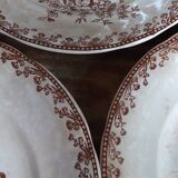 Sept assiettes à dessert terre de fer aux oiseaux f.f.Pexonne fin XIX ème