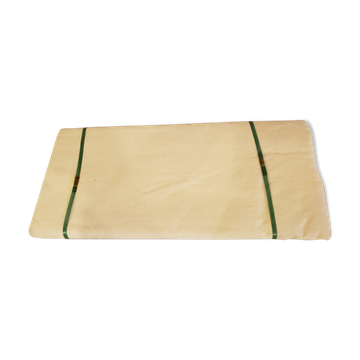 Drap ancien en lin et métis fleur bleue