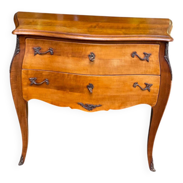 Vintage Louis XV commode in light solid wood, France 1920.