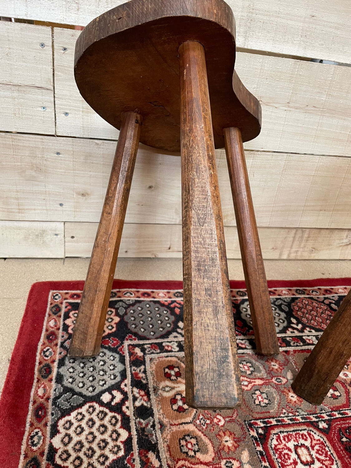 Pair of vintage brutalist tripod stools 50/60