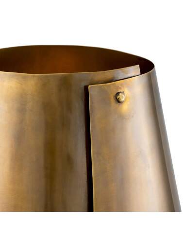 Pair of patinated brass table lamps with bamboo decoration.