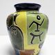 Glazed ceramic vase with Africanist decoration, France 1980s.