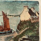 Table from the 1900s "Breton Shore" signed J. Mestas