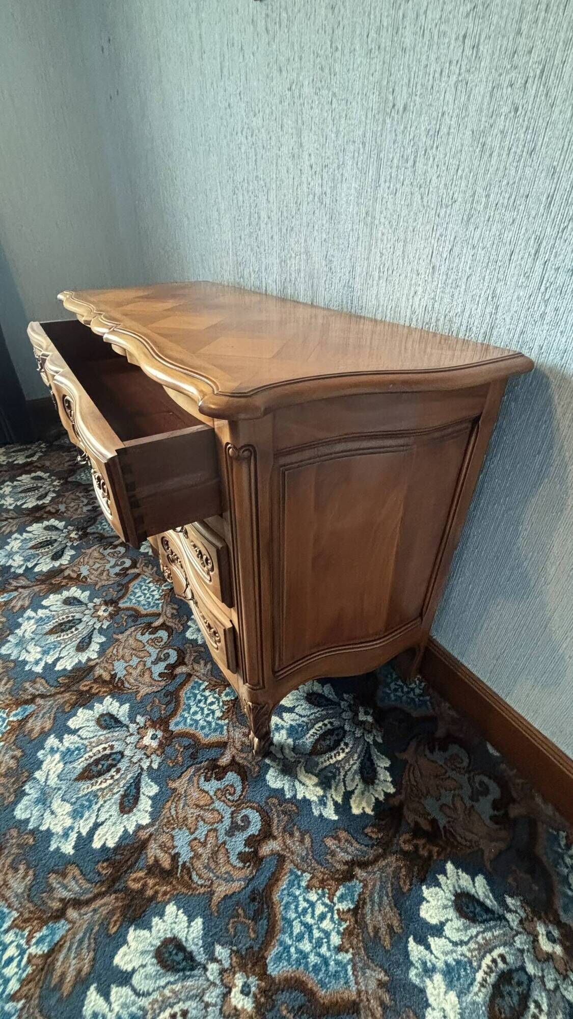 cherry wood commode in Louis XV style