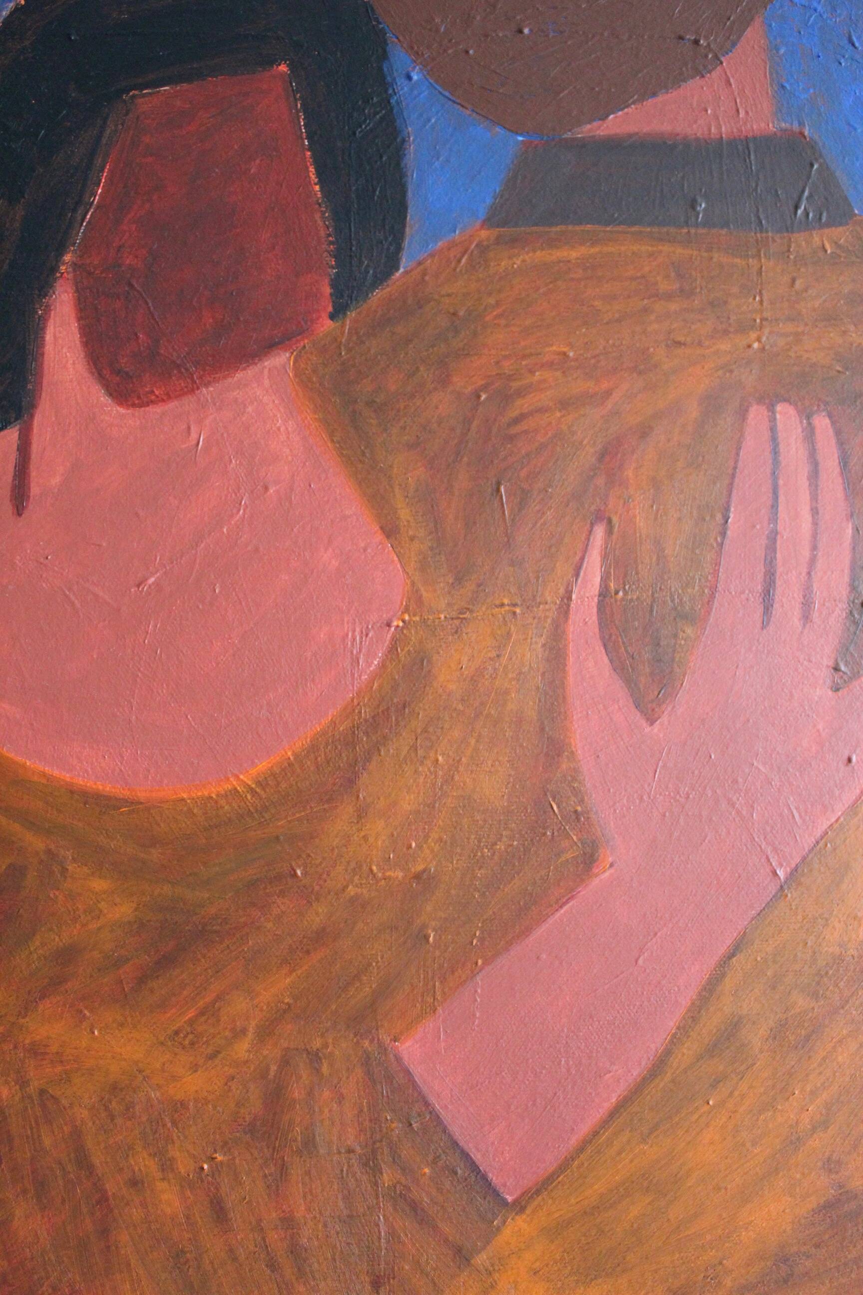 Large minimalist figurative painting couple "near you"