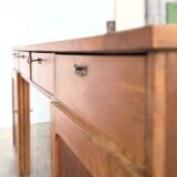 Double-sided counter in wood and pink marble (233 cm)