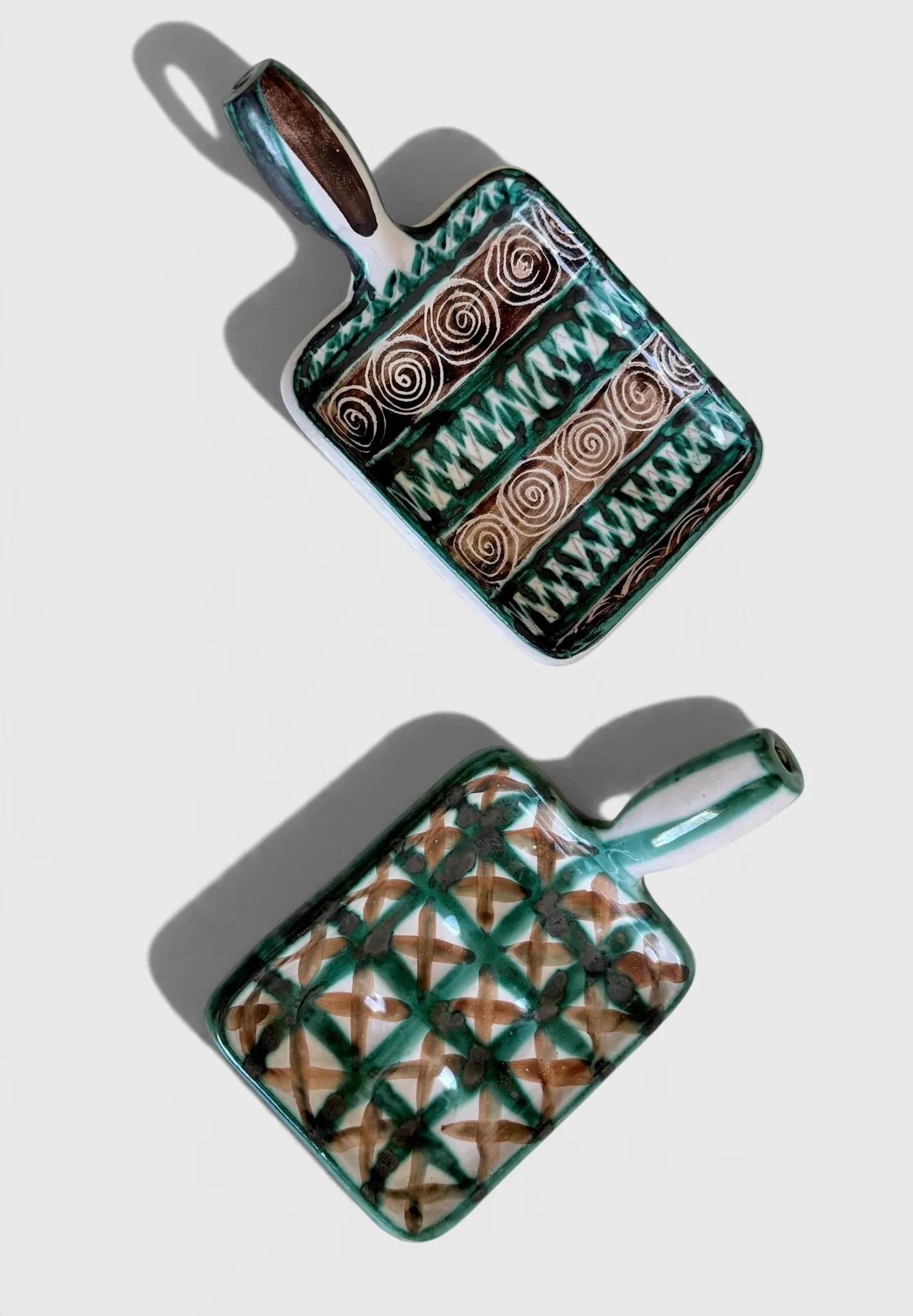 Pair of Robert Picault Ceramic Handled Trays, Vallauris, France, circa 1950