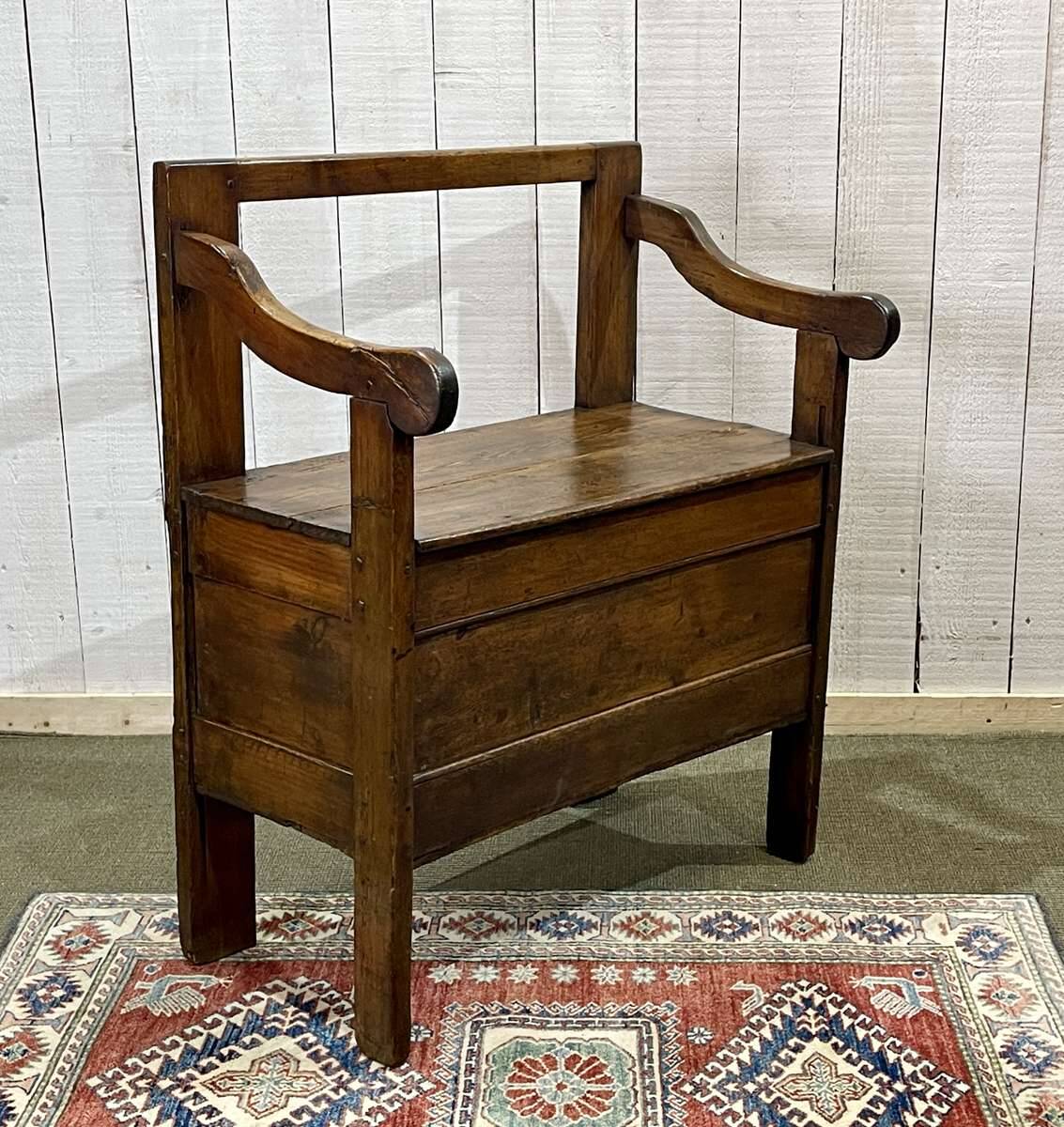 19th century fir fireplace bench