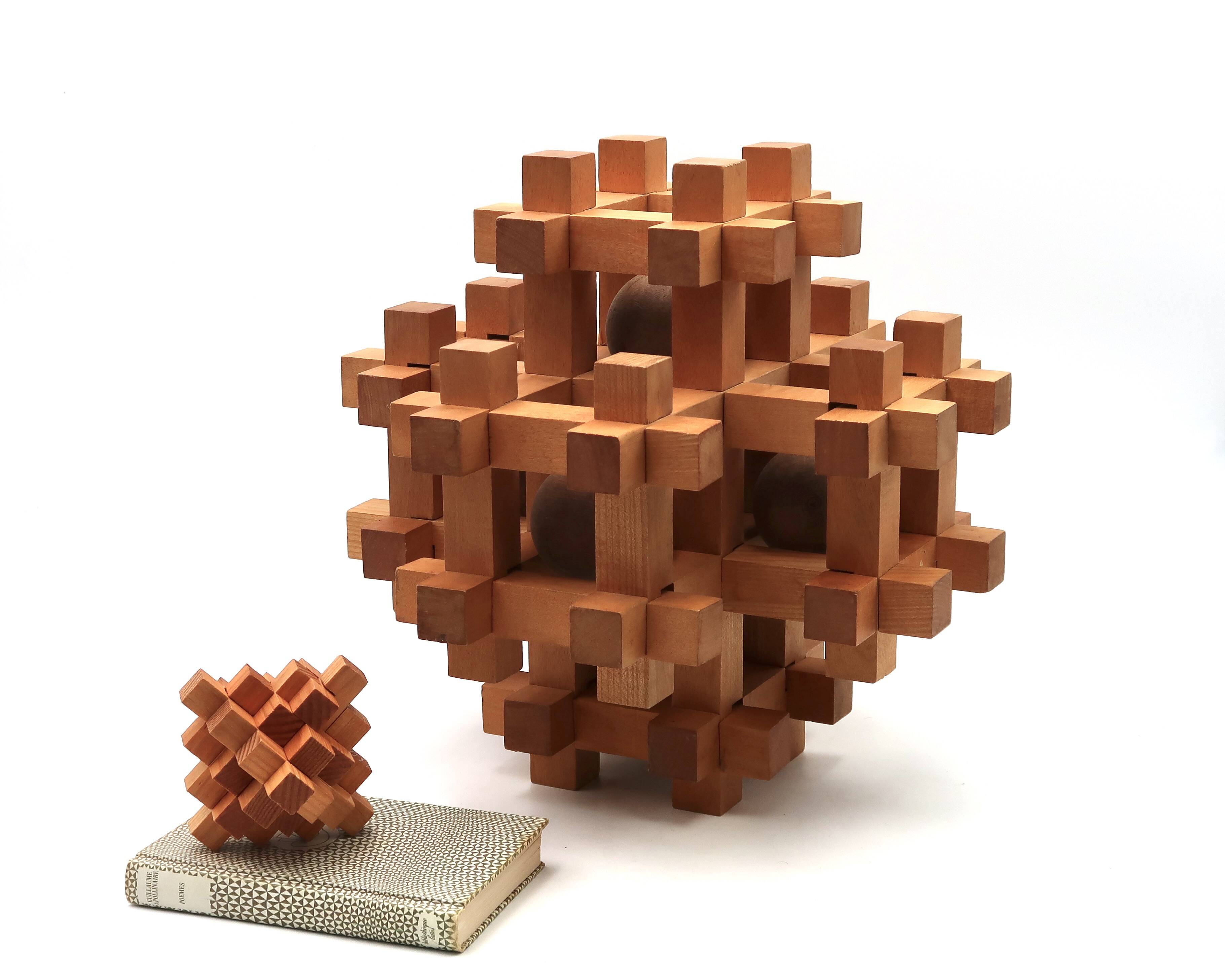 Japanese wooden puzzle sculpture by Sori Yanagi for Kumiki from the 1970s.