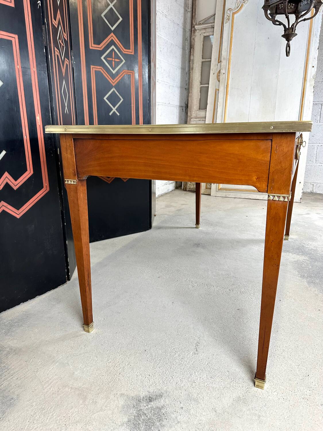 Directoire style flat desk in cherry wood