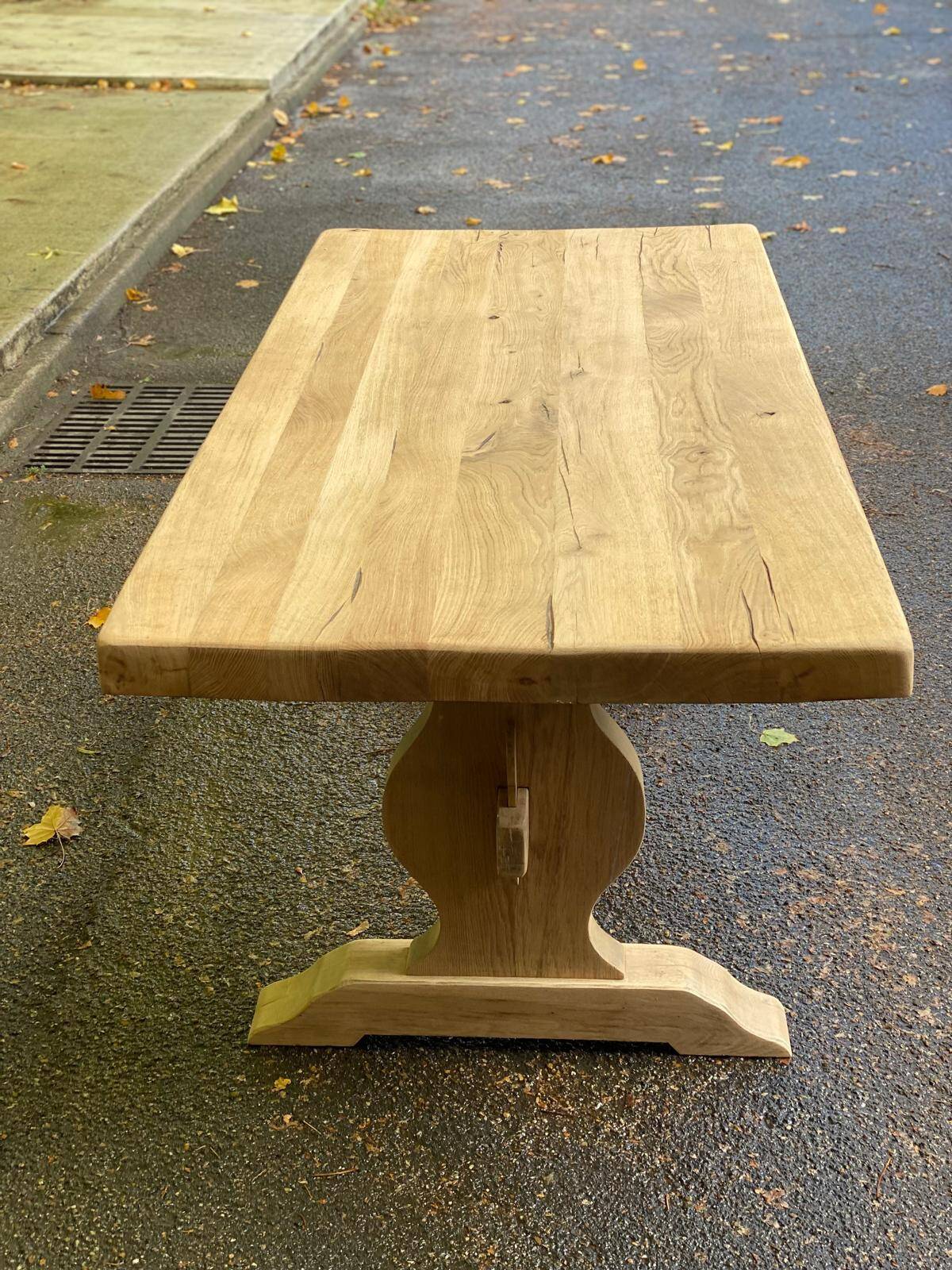Table à manger de monastère rénovée en chêne massif du 19ème 200cm
