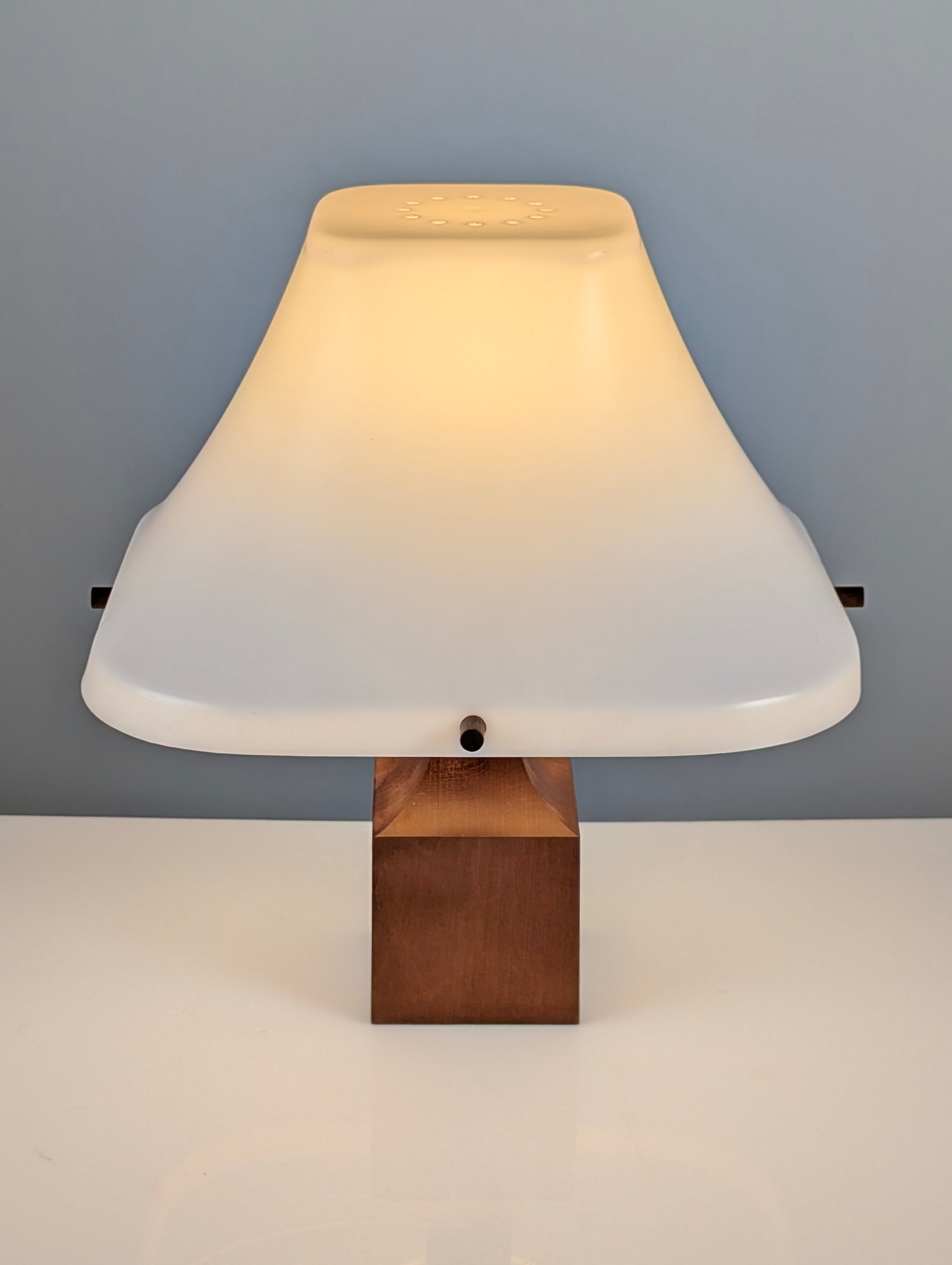 Danish teak table lamp with flared methacrylate shade 1960s