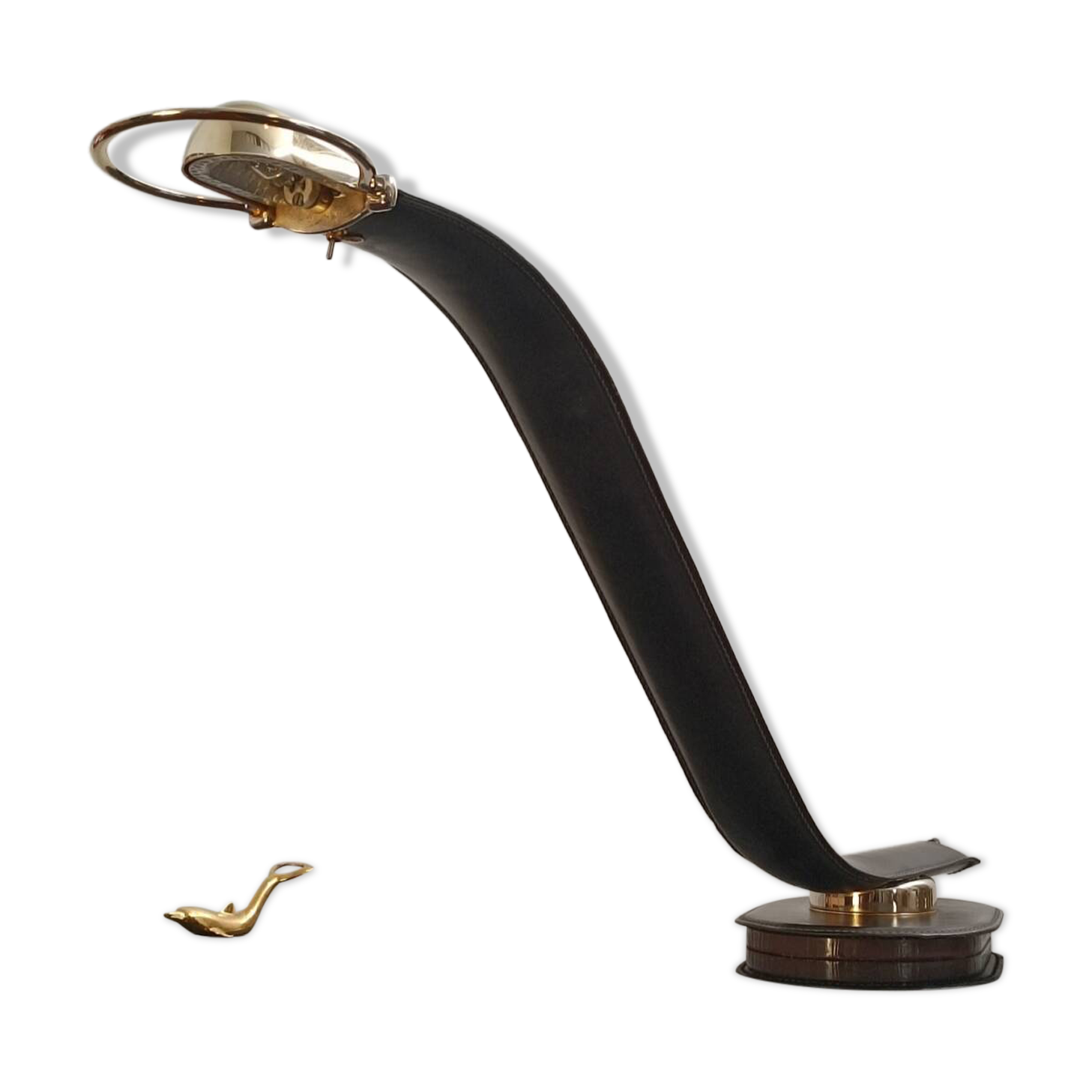Cobra leather desk lamp by Traso Milano 1988