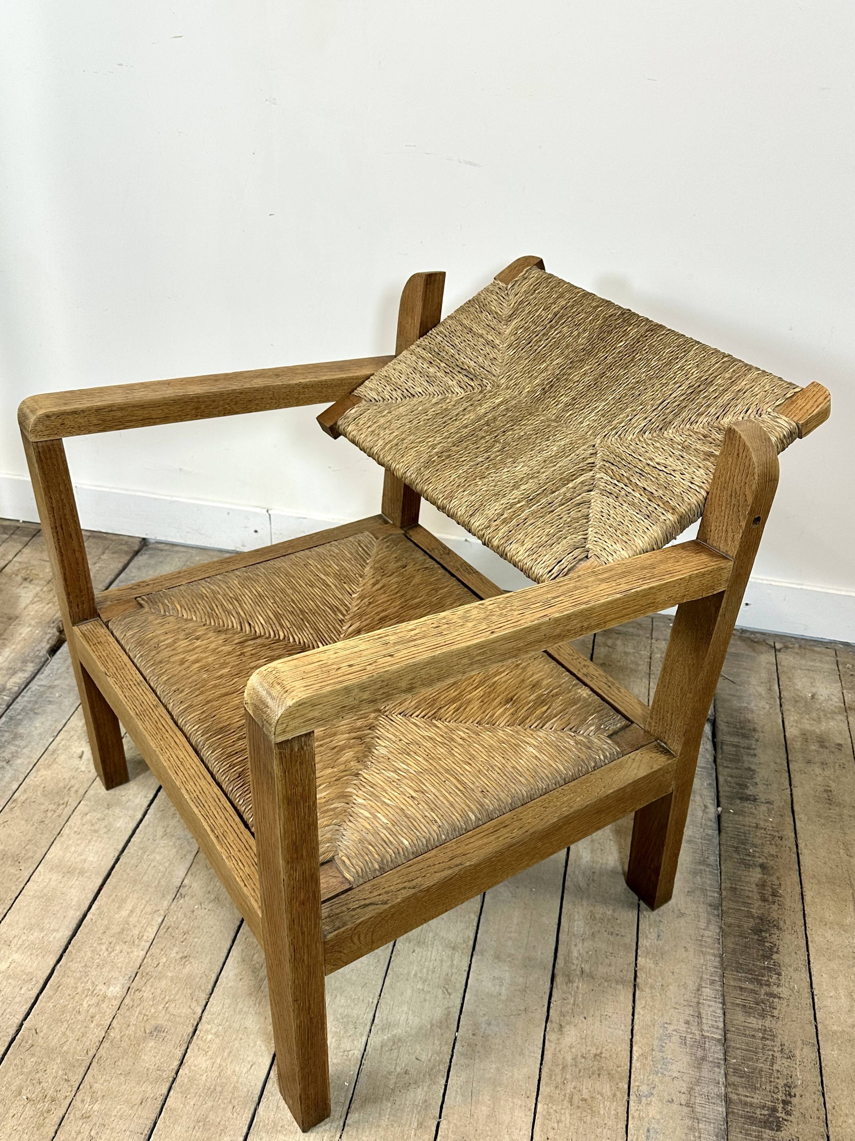 Brutalist armchair in oak 1950s