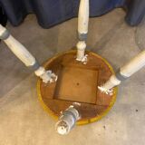 Old stool early 20th century wooden legs and round padded seat