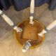 Ancien tabouret debut xxeme pieds bois et assise ronde capitonnee
