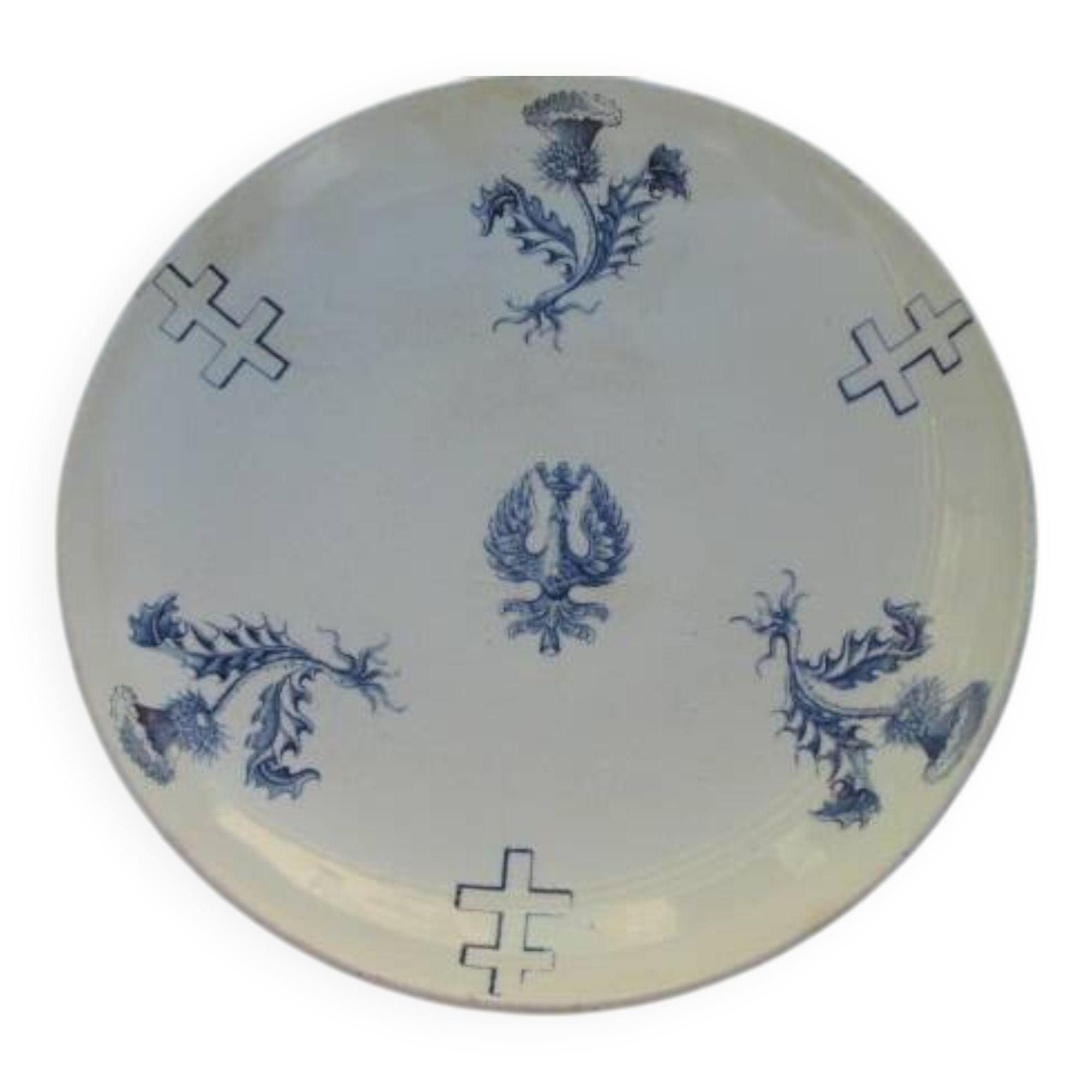 Lorraine cross and thistle compote dish with blue decoration