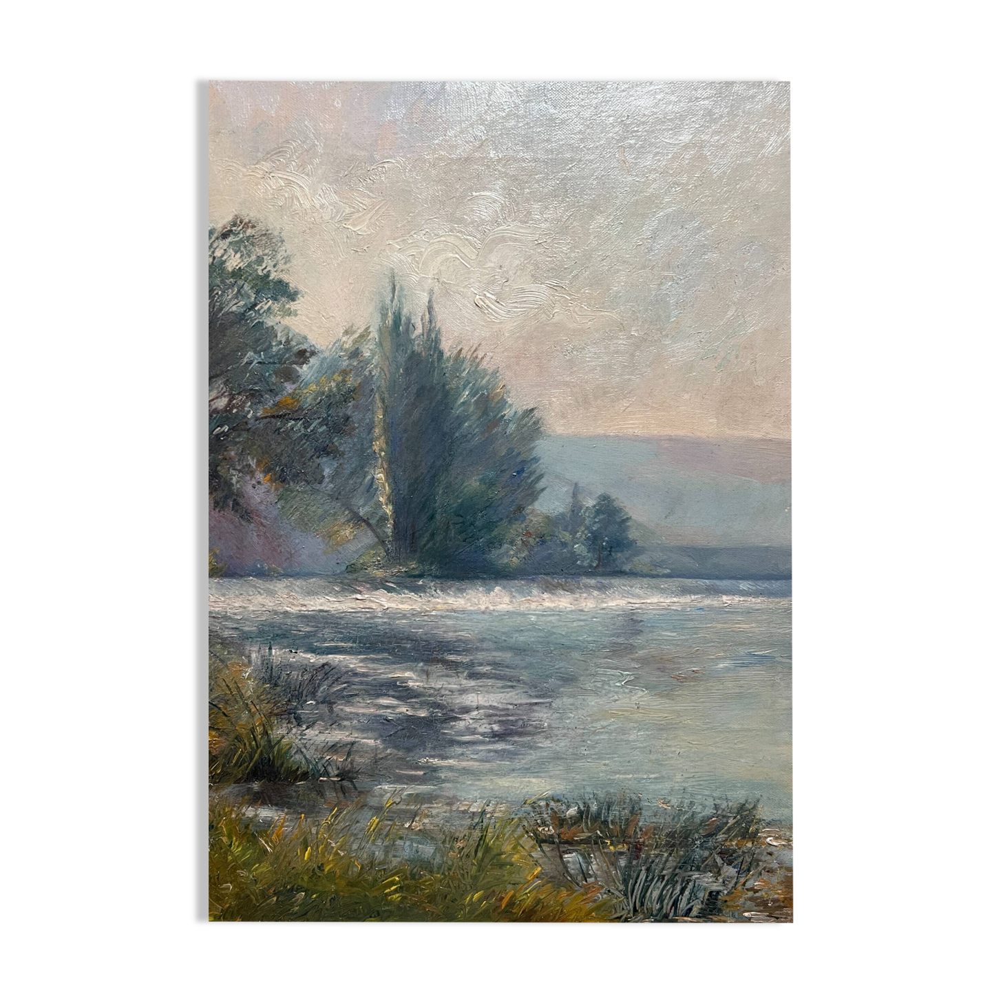 Painting of River and Waterfall Landscape