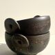 Pair of 2 handmade stoneware bowls, 20th century