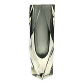 Sommerso faceted vase in gray submerged glass. Flavio Poli - Murano